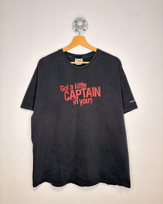 2000s Captain Morgan Faded Black Tee Shirt