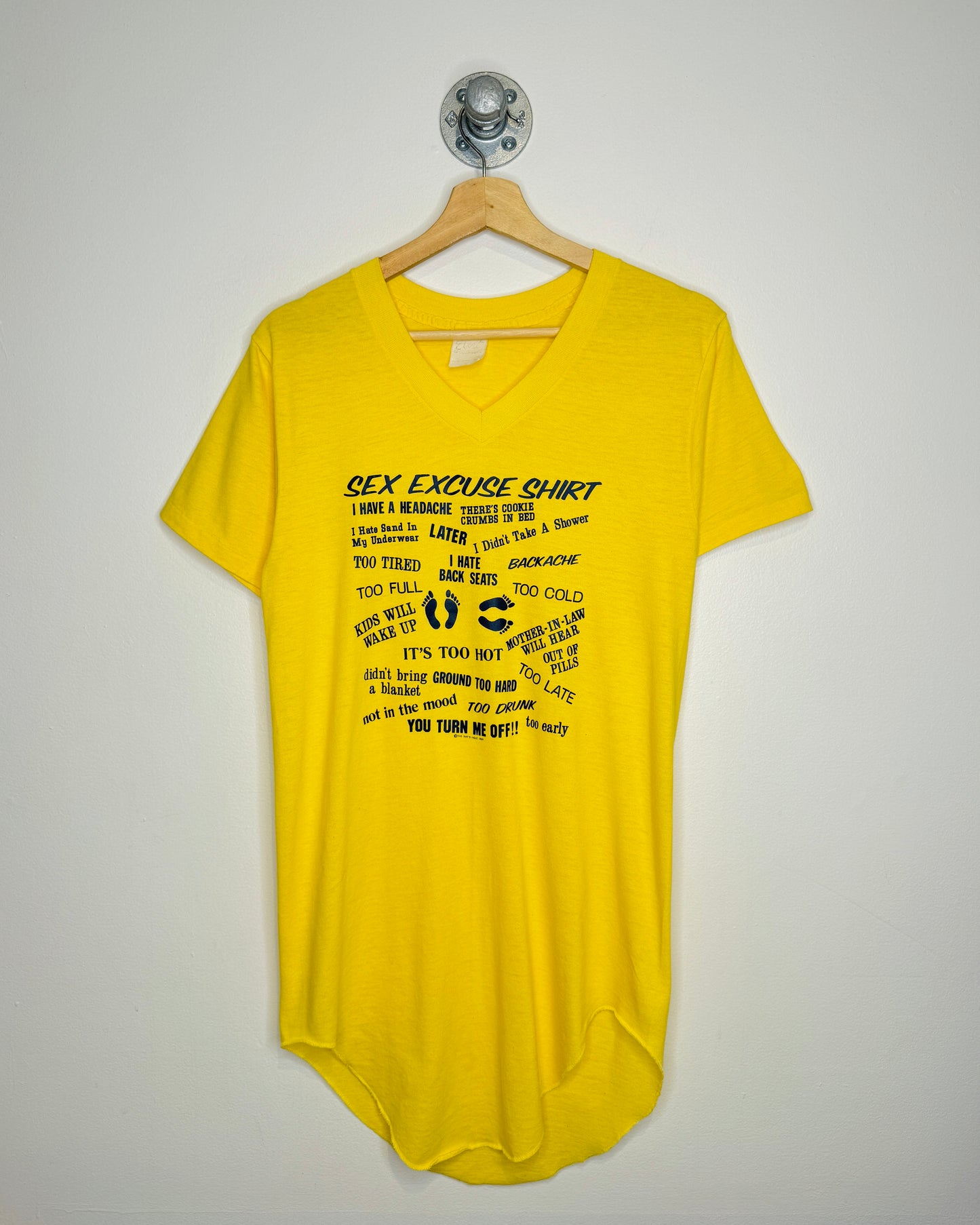 Vintage 1980 “S*x Excuse” Yellow V-Neck Shirt