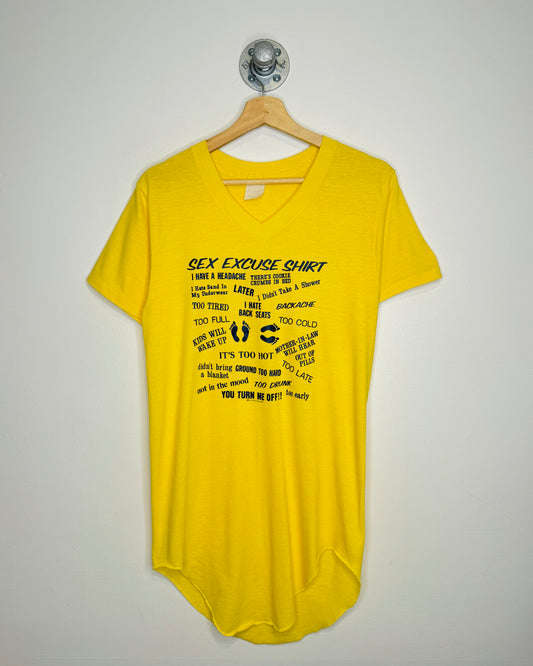 Vintage 1980 “S*x Excuse” Yellow V-Neck Shirt