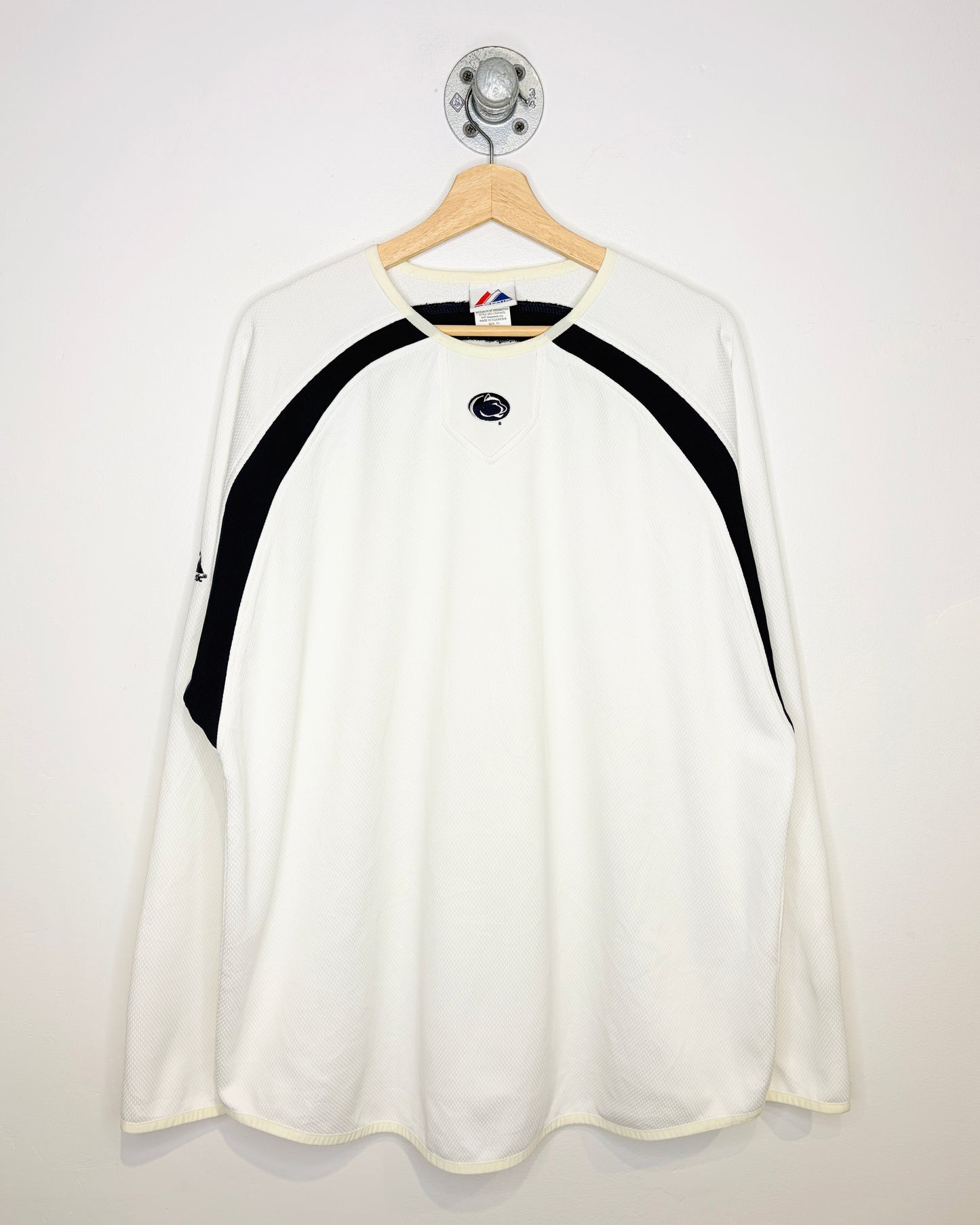Majestic Sports White And Navy Long Sleeve Jersey