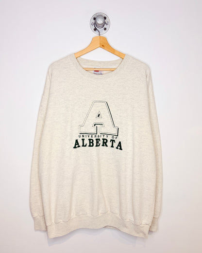 Vintage 90s University Of Alberta Embroidered Ash Grey Crewneck Sweatshirt