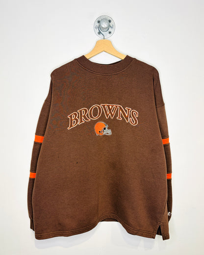 Vintage 90s Cleveland Browns TwoTone Brown Crewneck Sweatshirt