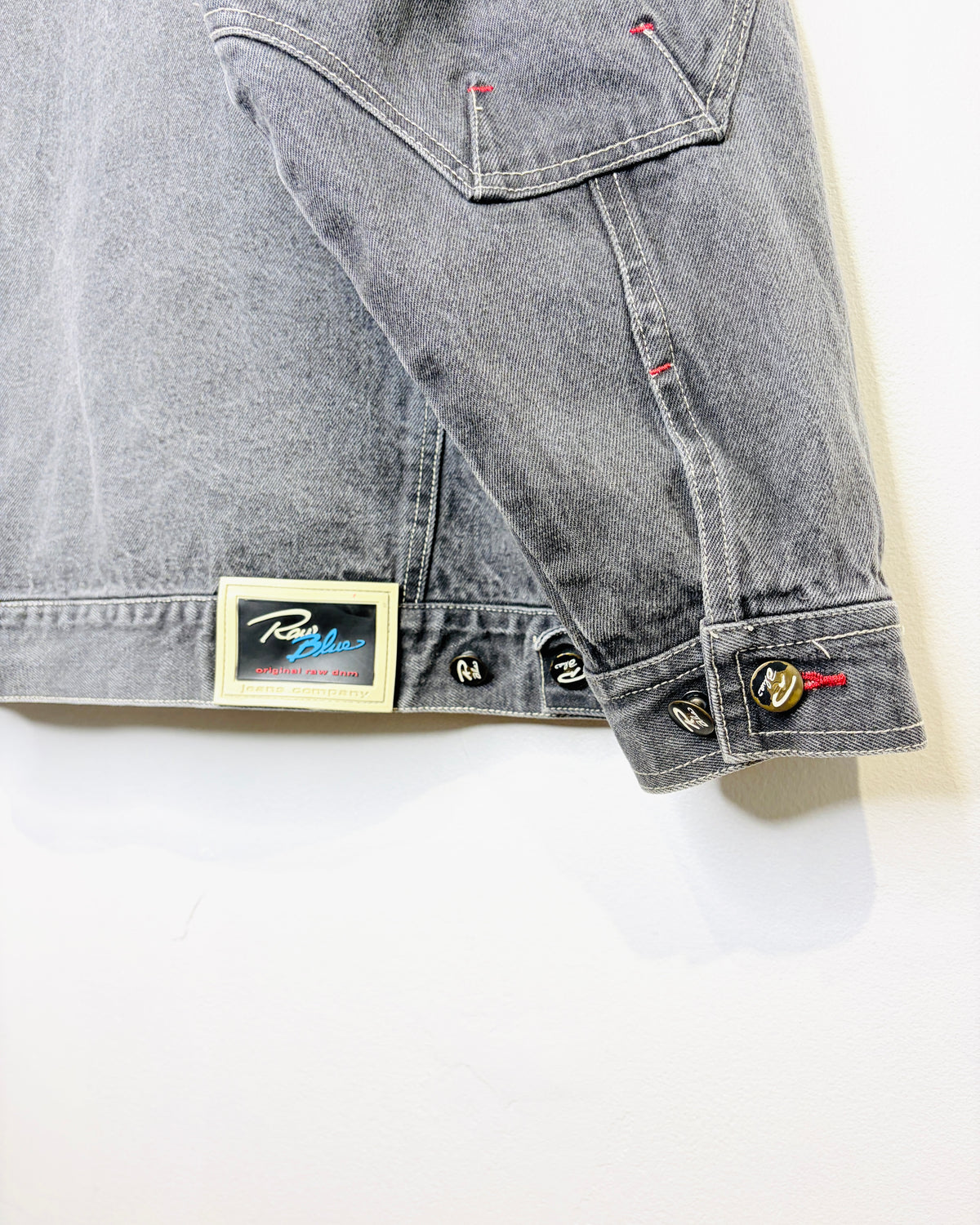 Vintage 90s/00s Raw Blue Faded Grey Raw Denim Jacket
