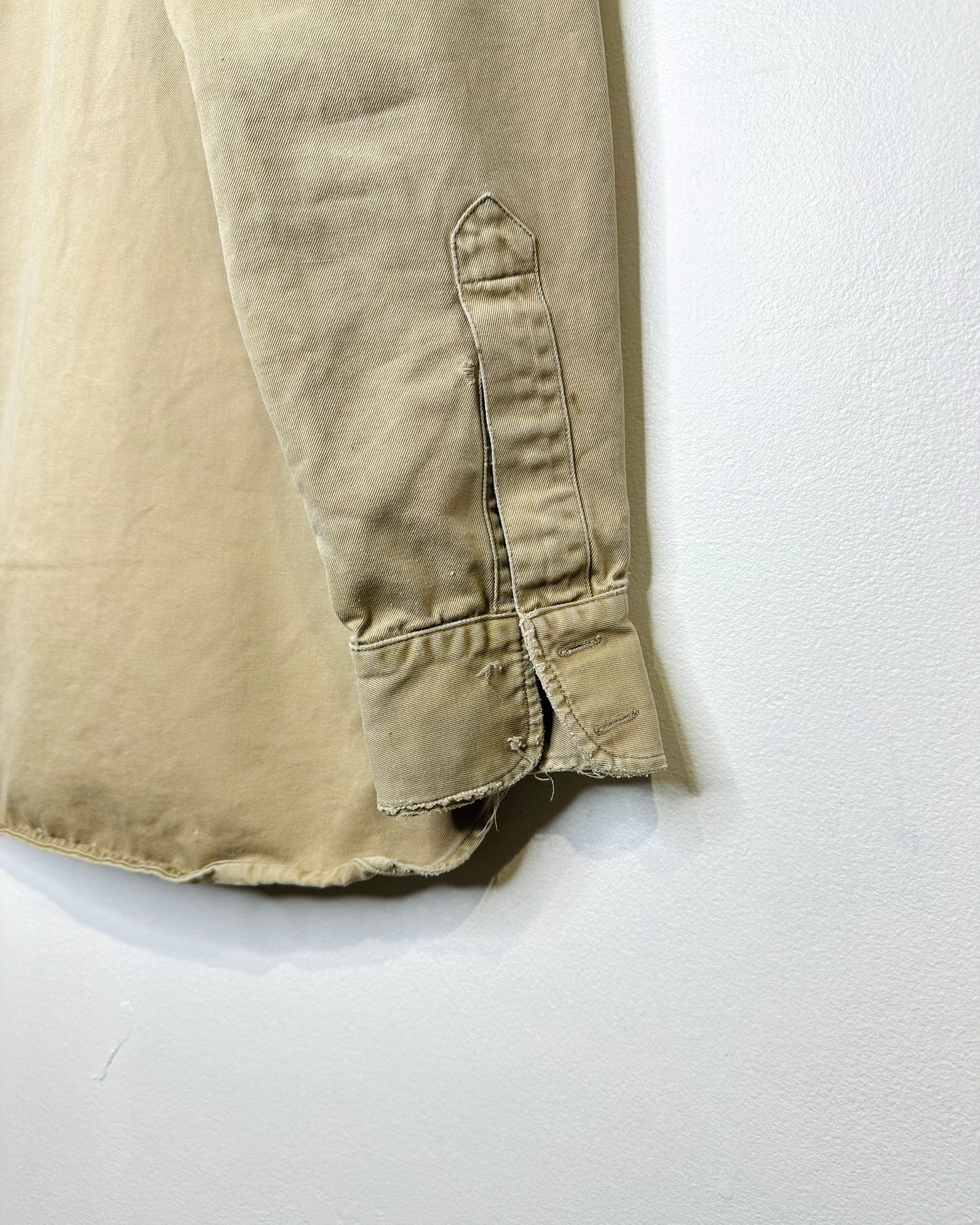 Vintage Distressed Khaki Button Up Longsleeve Shirt