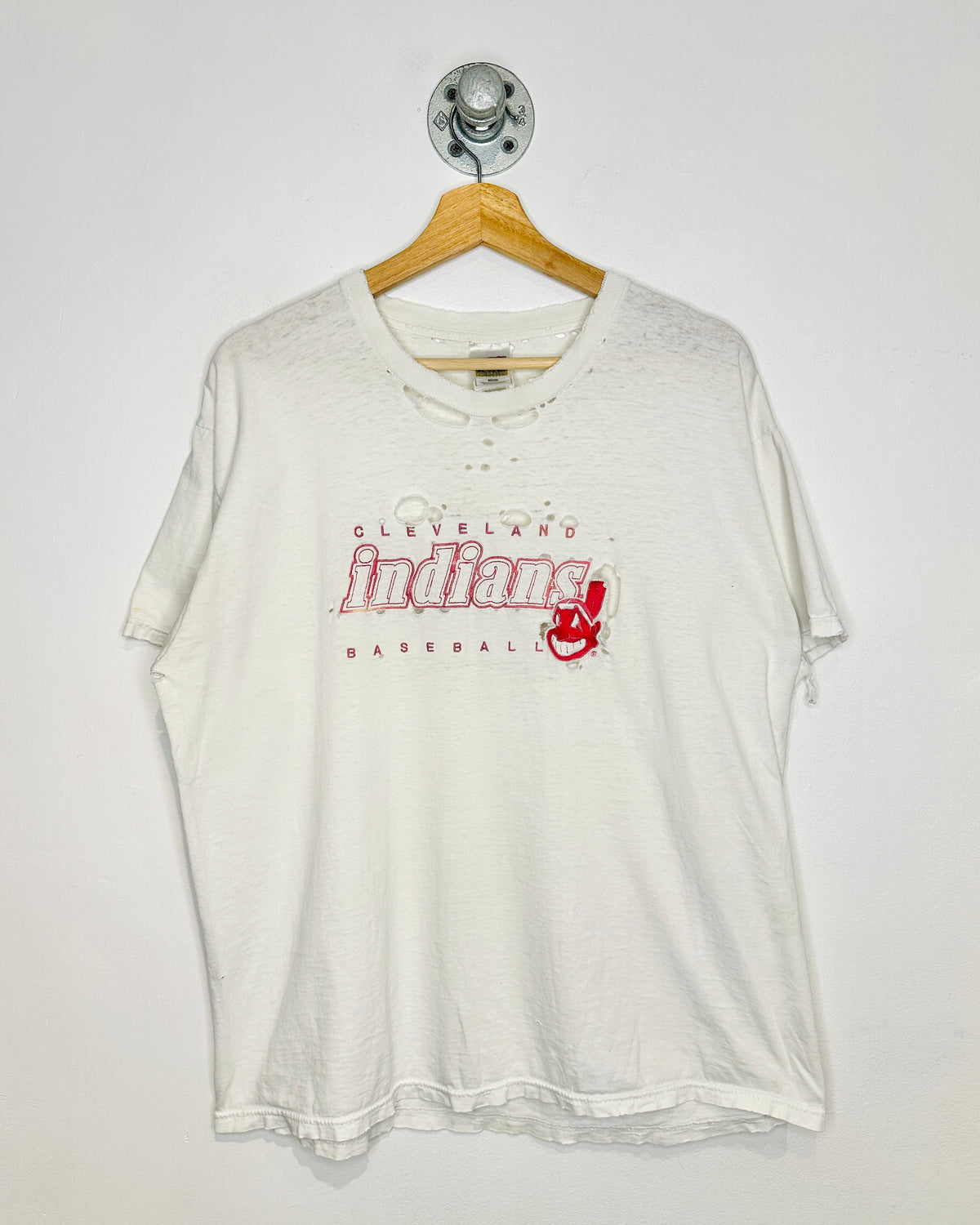 Vintage Cleveland Baseball Thrashed White Tee Shirt