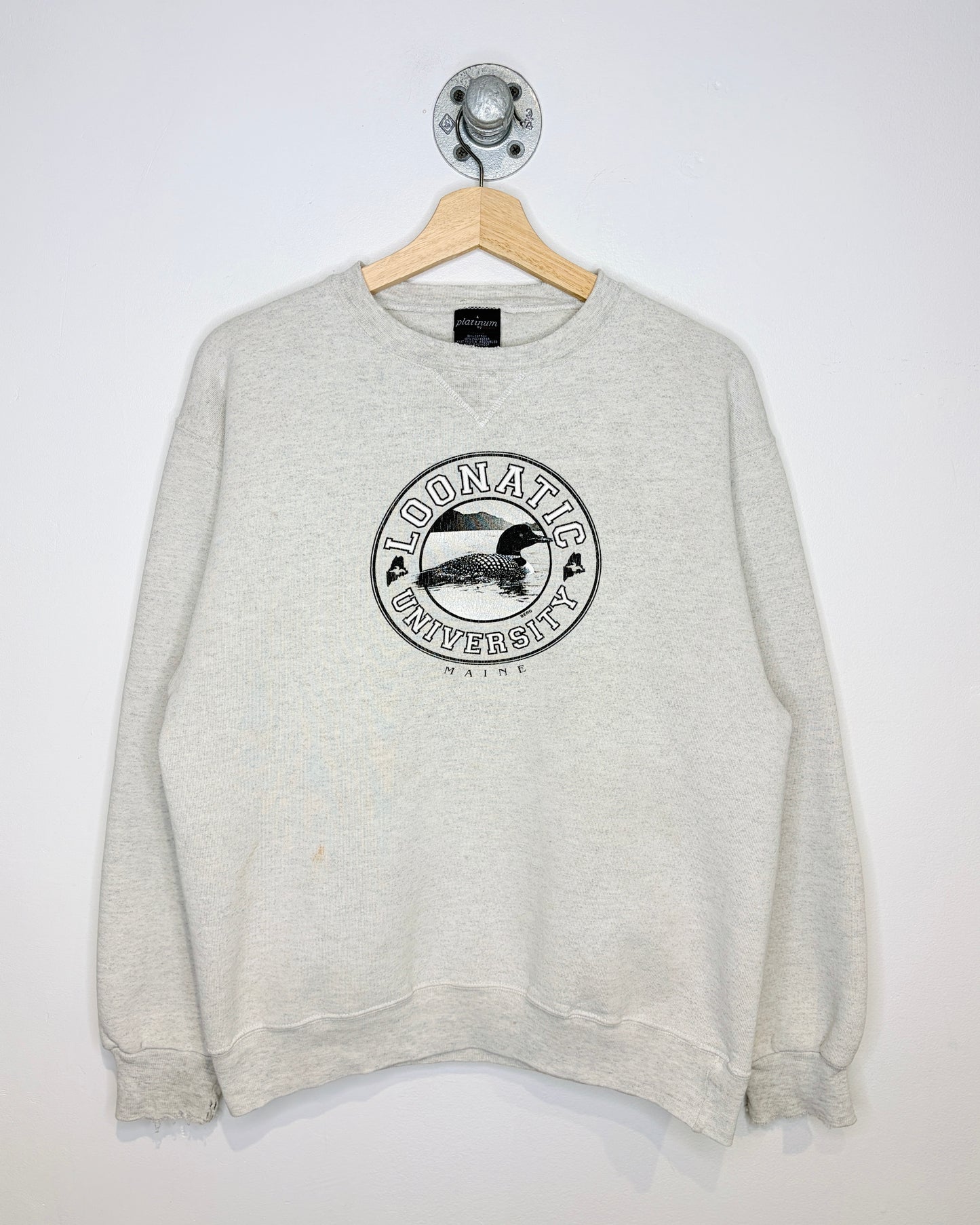 Vintage 90s Loonatic University Ash Grey Crewneck Sweatshirt