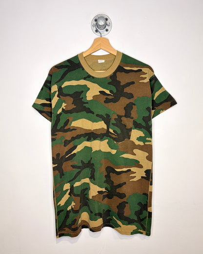 Vintage 70s Woodland Camo Pocket Tee Shirt