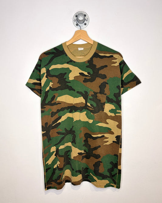 Vintage 70s Woodland Camo Pocket Tee Shirt