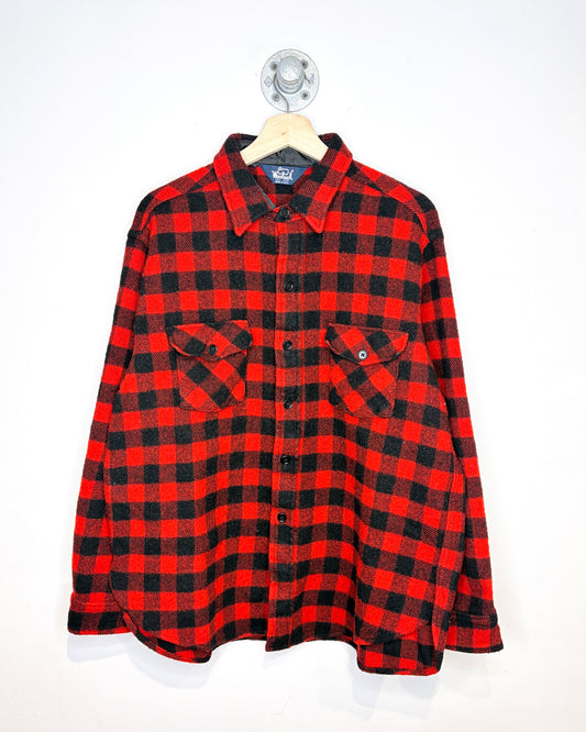Vintage 1990s Woolrich Made in USA Wool-Blend Plaid Shirt
