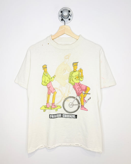 Vintage 90s Distressed Faster Colour White Tee Shirt