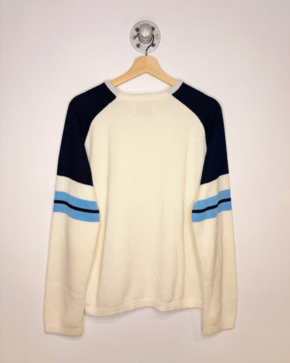 Vintage 70s Jantzen TwoTone White & Navy Blue Sweater