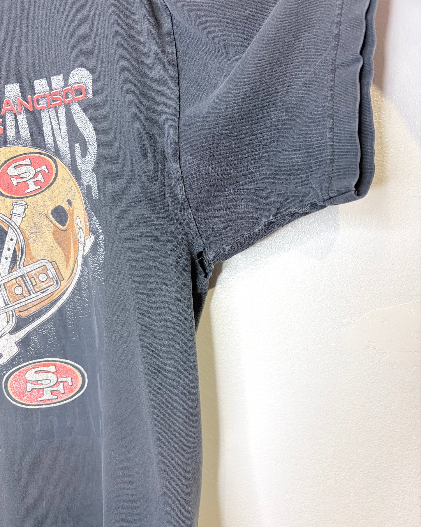 NFL Super Bowl XLVII 49ers VS Ravens Faded Black Tee Shirt