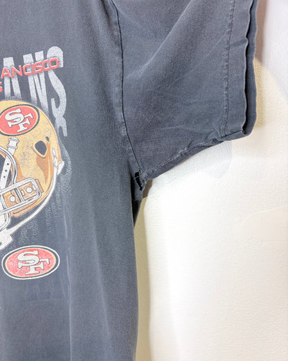 NFL Super Bowl XLVII 49ers VS Ravens Faded Black Tee Shirt