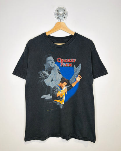 Vintage 1997 Charley Pride Faded Black Tee Shirt