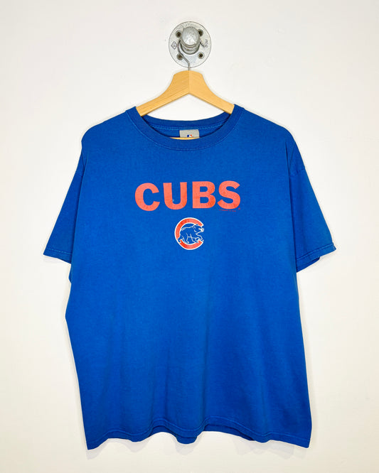 Vintage 2000s Chicago Cubs Logo Blue Tee Shirt