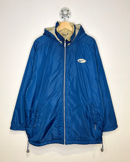 Vintage 1990s Nike Nylon Removable Hood Blue Zip Up Jacket