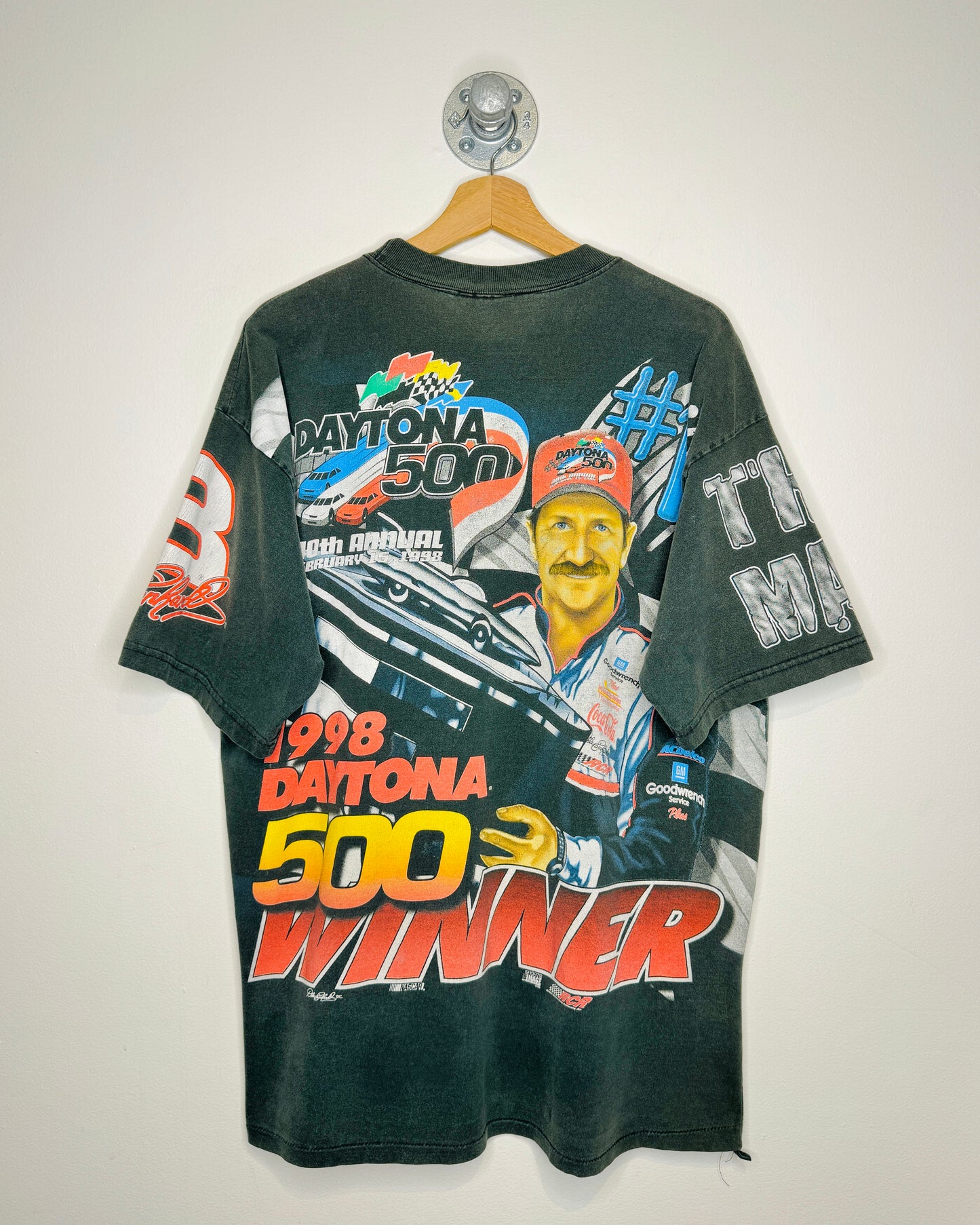 Vintage 1998 Dale Earnhardt AOP Faded Black Tee Shirt