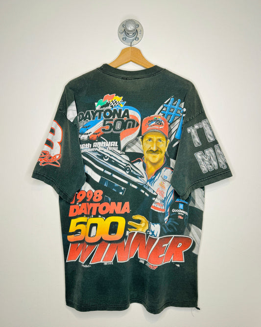 Vintage 1998 Dale Earnhardt AOP Faded Black Tee Shirt