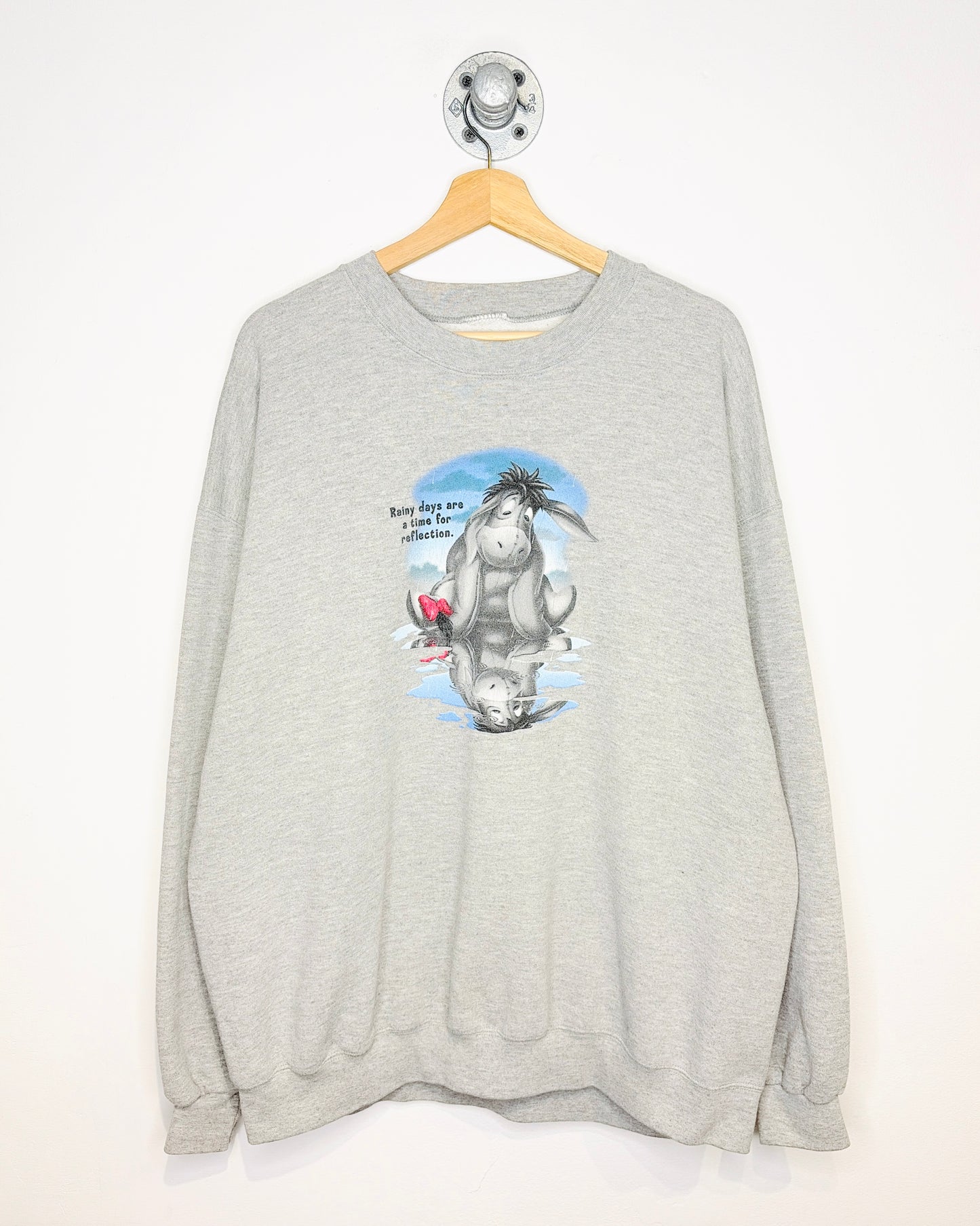 Vintage Early 2000s Eeyore Rainy Days Grey Crewneck Sweatshirt