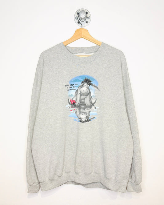 Vintage Early 2000s Eeyore Rainy Days Grey Crewneck Sweatshirt