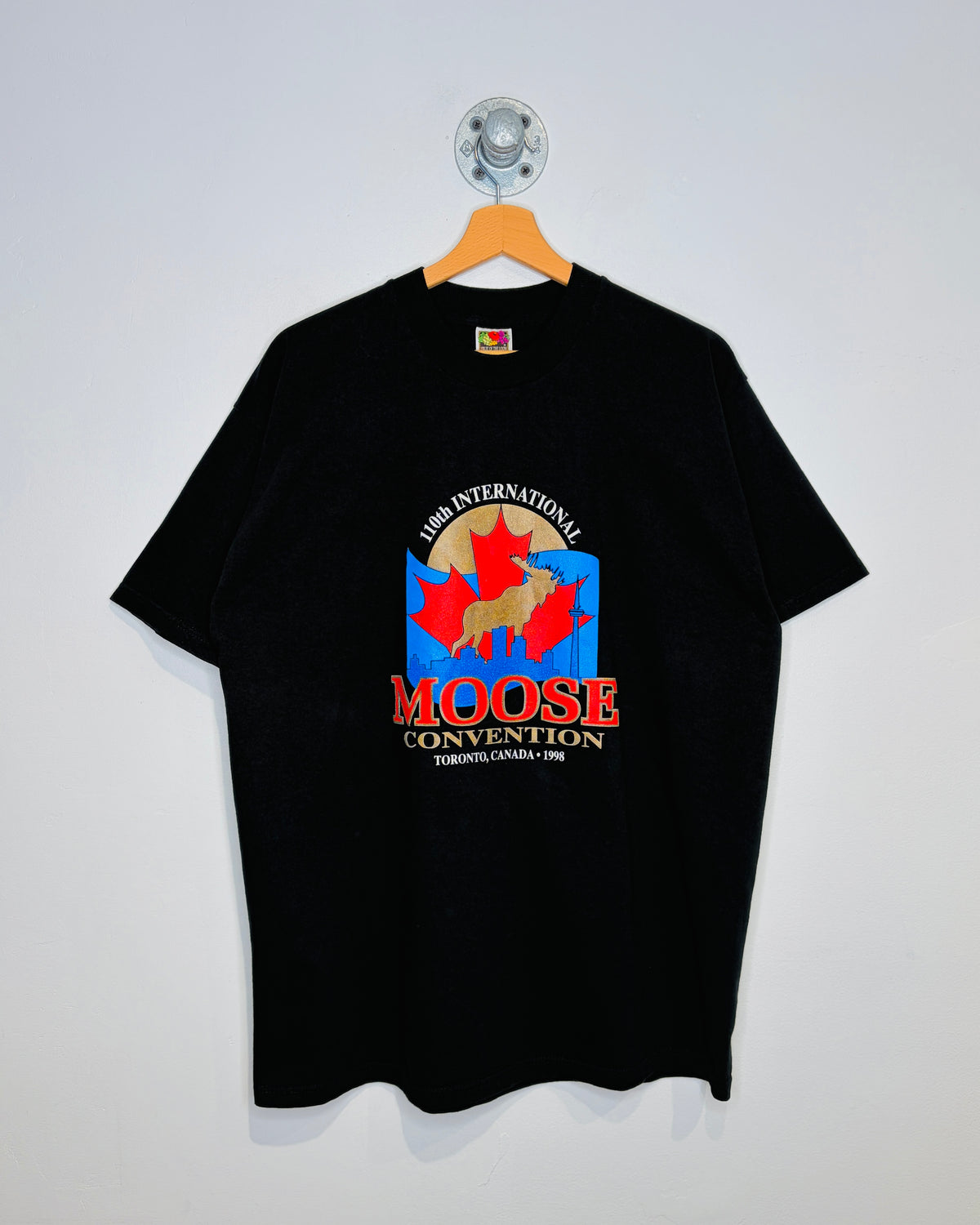 Vintage 1998 Moose Convention Graphic Black Tee Shirt