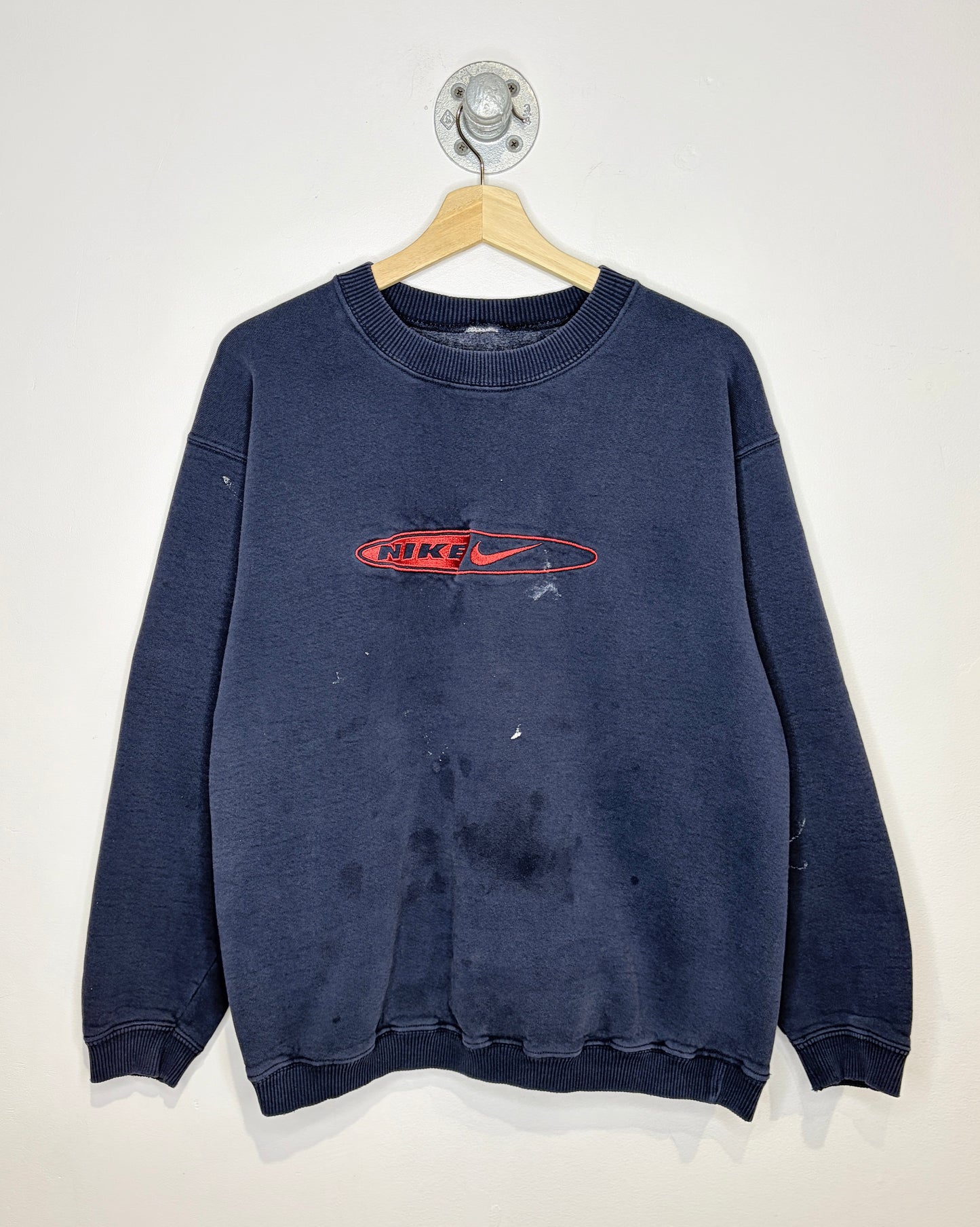 Vintage Nike Embroidered Heavyweight Navy Crewneck Sweatshirt