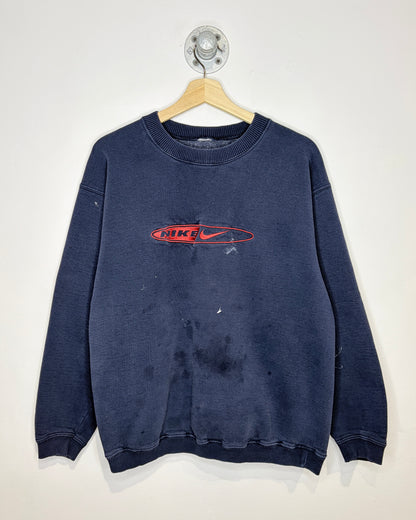 Vintage Nike Embroidered Heavyweight Navy Crewneck Sweatshirt