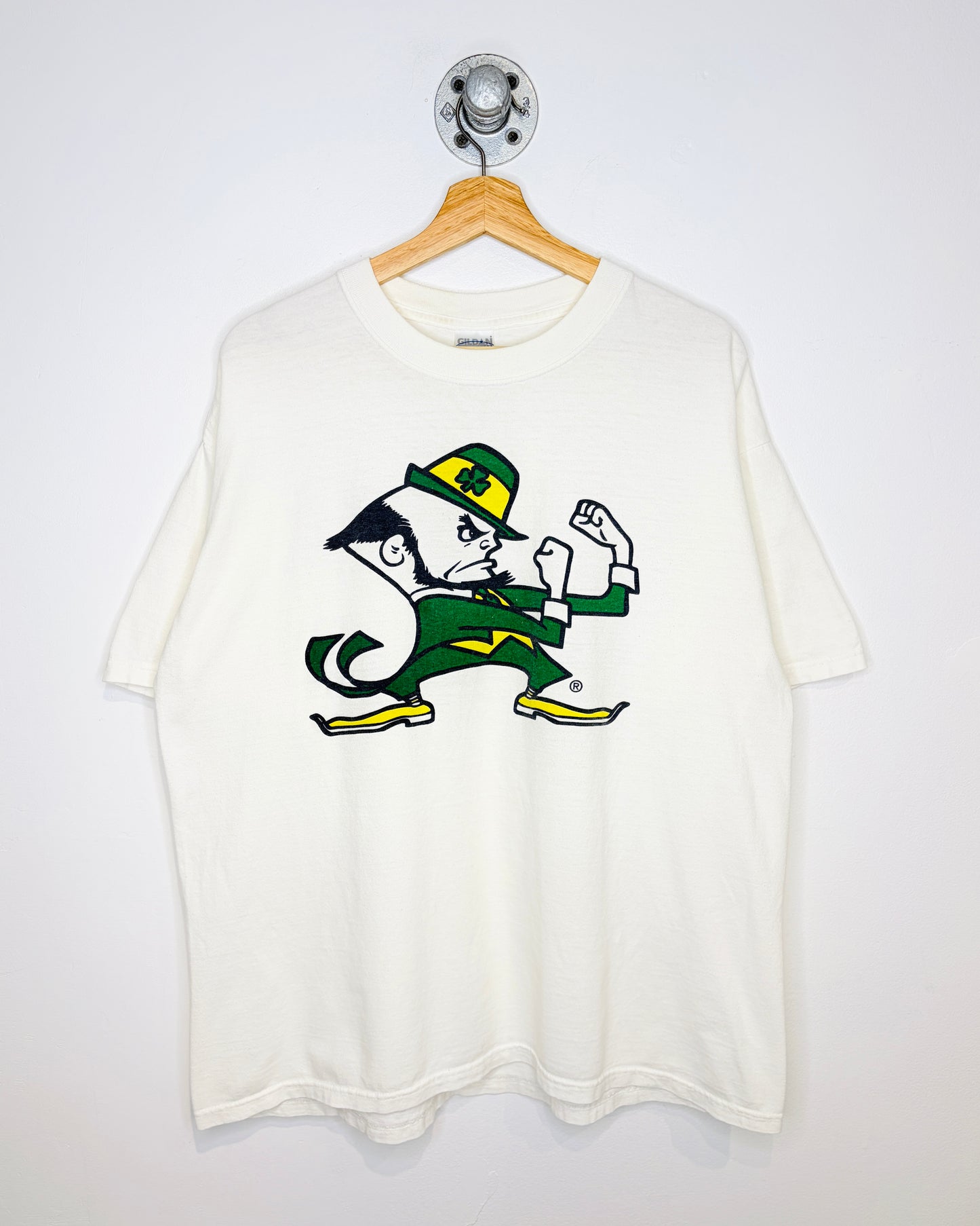 Vintage 1990s Fighting Irish Leprechaun White Tee Shirt