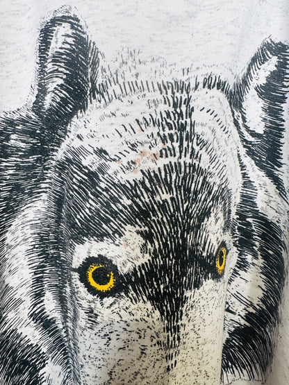 Vintage 1990s Canada Wolf Quarter Zip Grey Sweatshirt