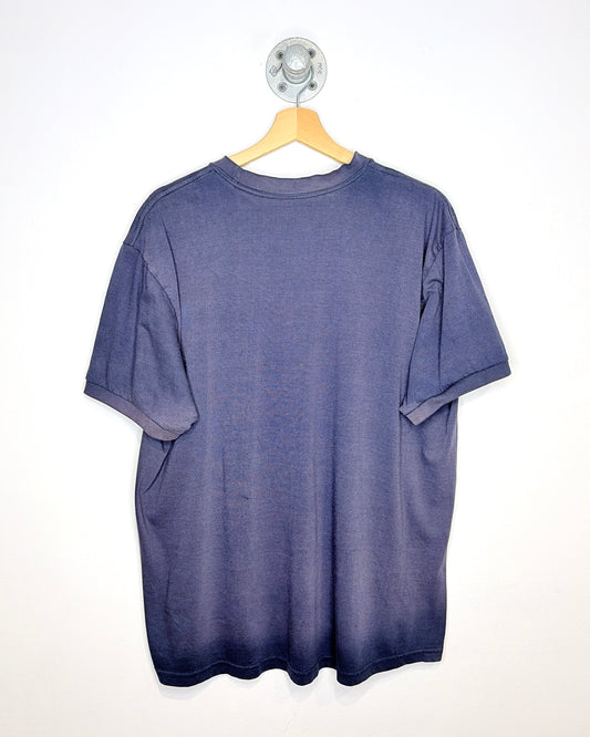 Vintage 90s Sun Faded Navy Blue Pocket Tee Shirt