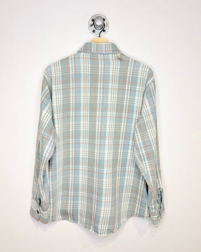 Vintage 90s Light Blue Plaid Button Up Flannel