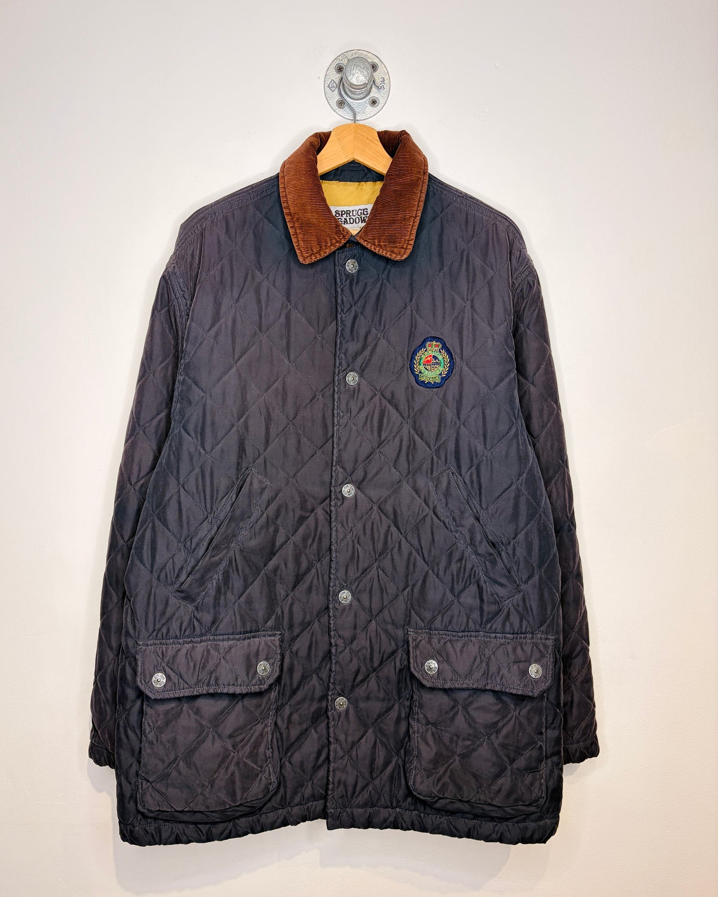 Vintage 90s Spruce Meadows Black Quilted Jacket