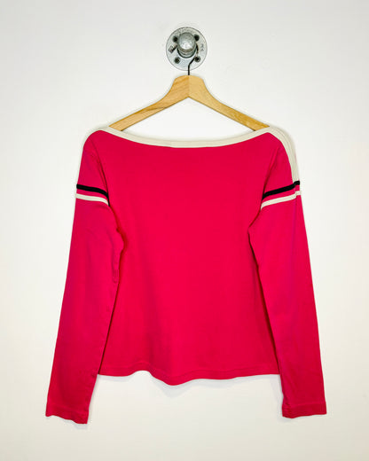 Vintage Y2K Women’s Tommy Hilfiger Pink Wide Neck Longsleeve Shirt