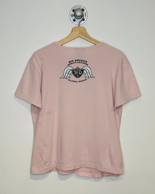 Vintage 2005 Mid America Harley Davidson Pink Women’s Tee Shirt