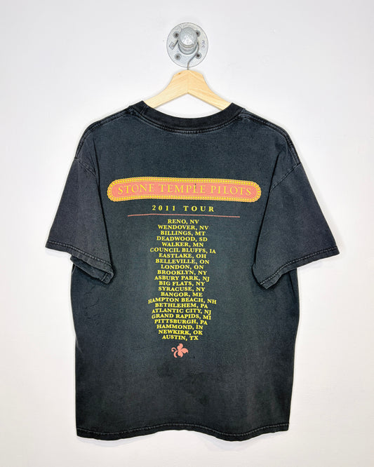 2011 Stone Temple Pilots Faded Black Tee Shirt