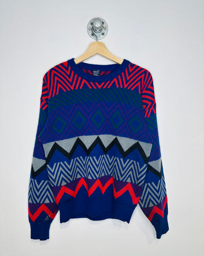 Vintage Early 1990s Gant Multi Colour Geometric Pattern Sweater