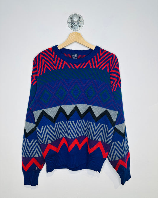 Vintage Early 1990s Gant Multi Colour Geometric Pattern Sweater