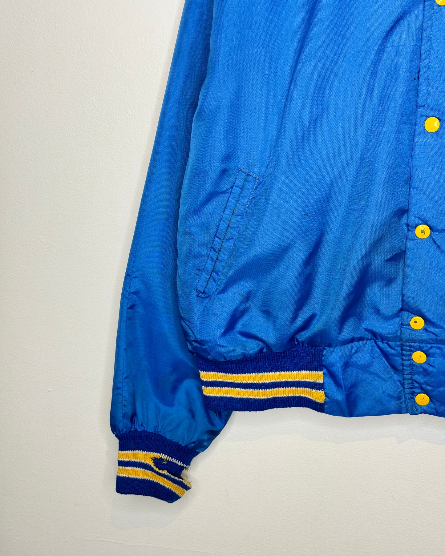 Vintage 90s Slo-Pitch Softball Blue Nylon Varsity Jacket
