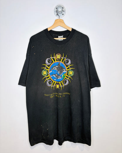Vintage 90s Protect Our Oceans Black Tee Shirt