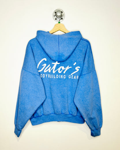Vintage 1990s Gator’s Gym Blue Cropped Zip Up Hoodie