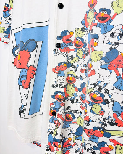 Vintage 1990s Elmo Sesame Street White Baseball Jersey
