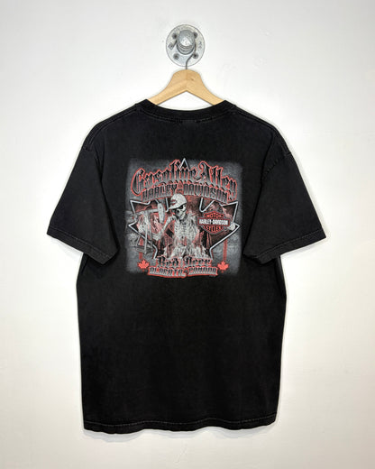 Harley Davidson Gasoline Alley Red Deer Alberta Black Tee Shirt