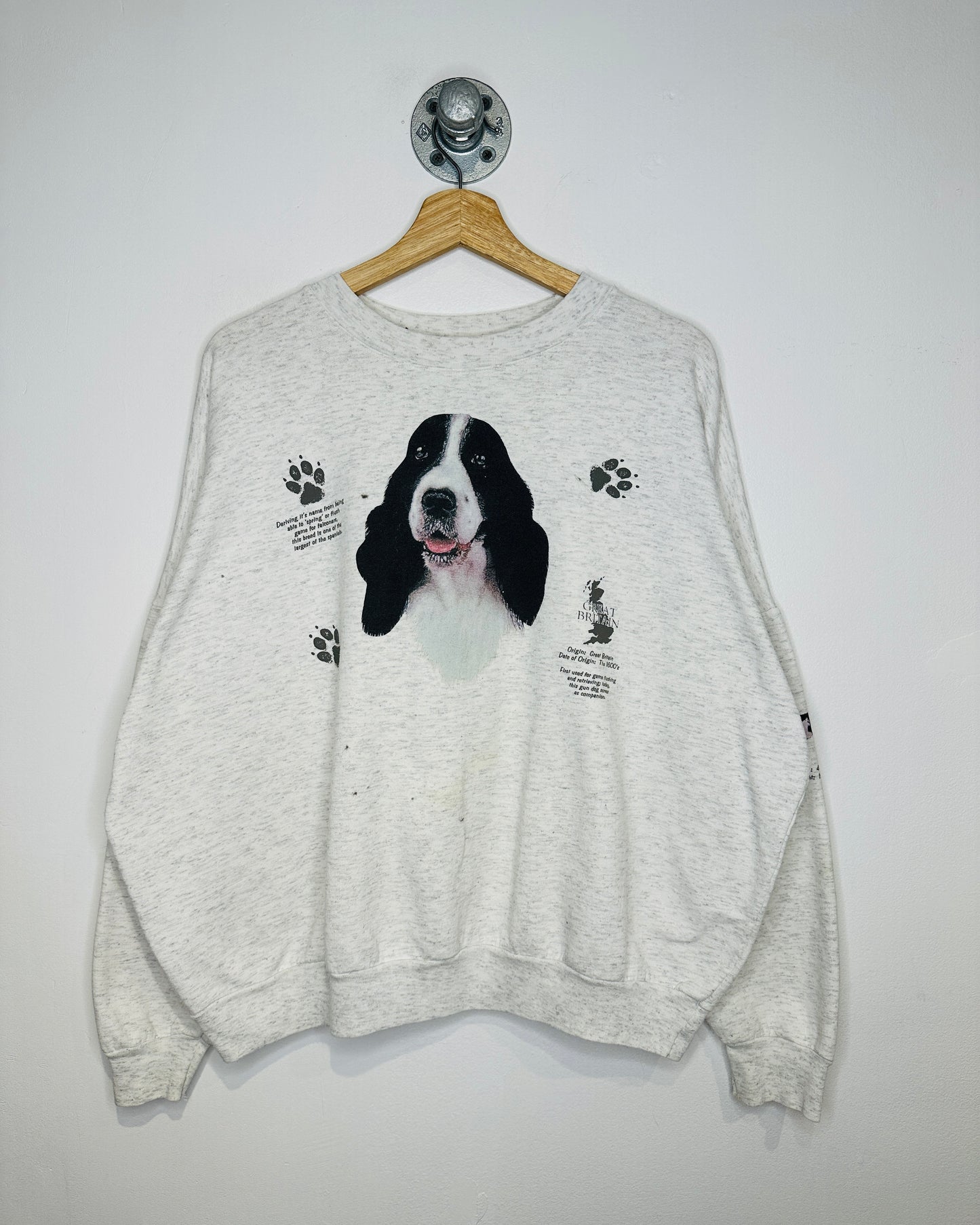 Vintage English Springer Spanier Grey Crewneck Sweatshirt