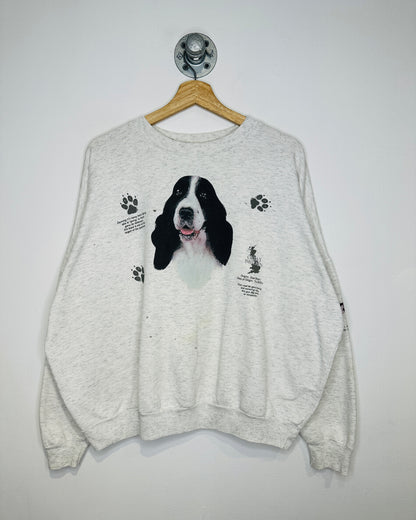 Vintage English Springer Spanier Grey Crewneck Sweatshirt