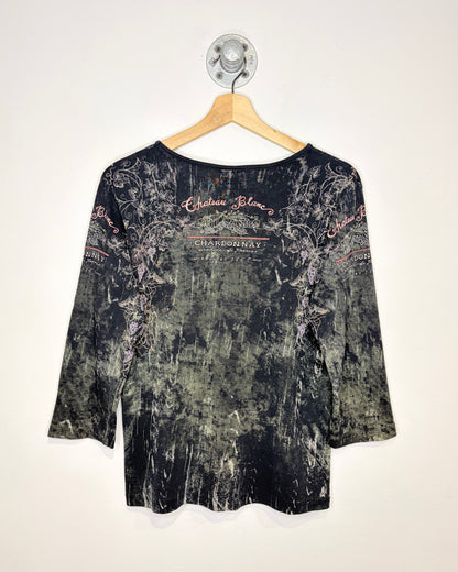 Vintage Y2K Women’s Katina Marie Chardonnay Black Longsleeve Shirt