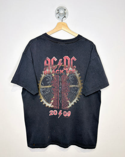 2009 AC/DC Black Ice Tour Faded Black Tee Shirt