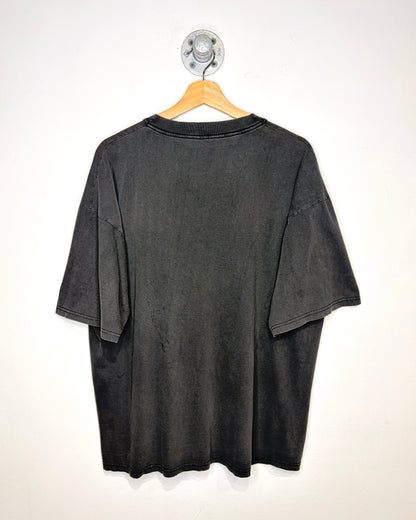 Vintage 90s Lion Planet Earth Thin Faded Black Tee Shirt