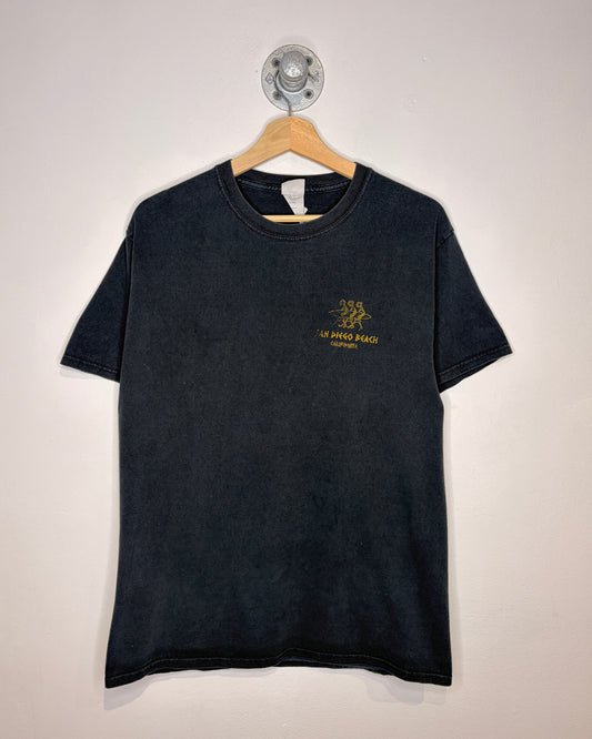 2000s San Diego Beach California Faded Black Tee Shirt