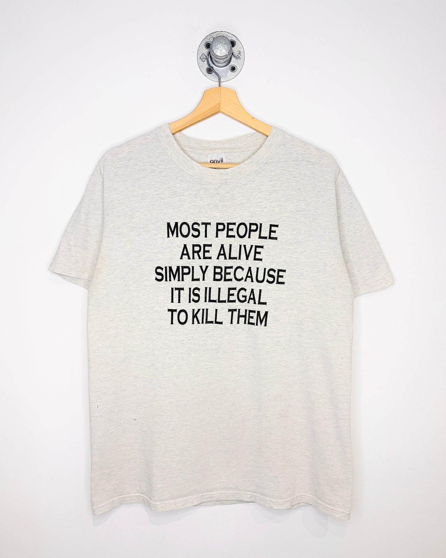 Vintage 90s Most People Are Alive… Grey Tee Shirt