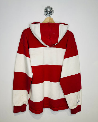 Vintage 1990s Barbarian Rugby Wear Red And White Striped Hoodie